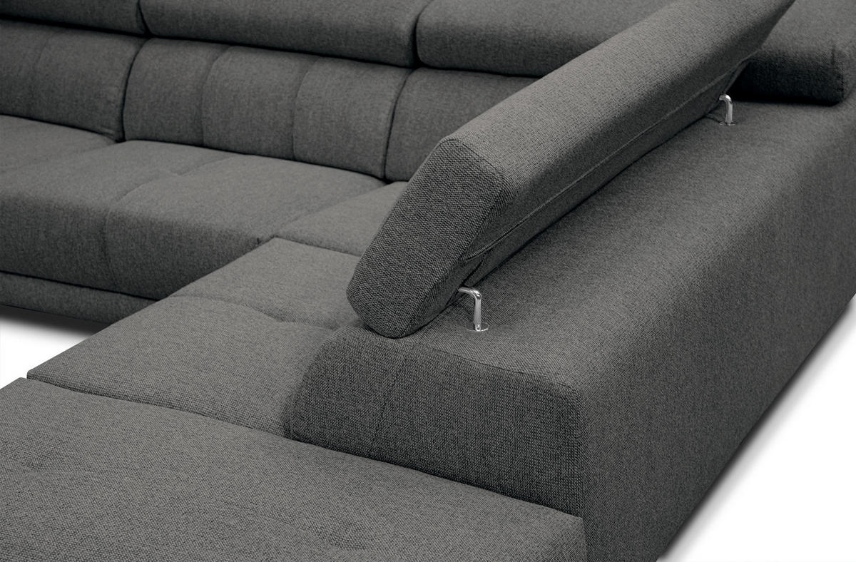 ECKSOFA MORELLO 5-Sitzer, dunkelgrau - Dunkelgrau/Schwarz, Holzwerkstoff/Textil (287/228cm) - Courtois Laville