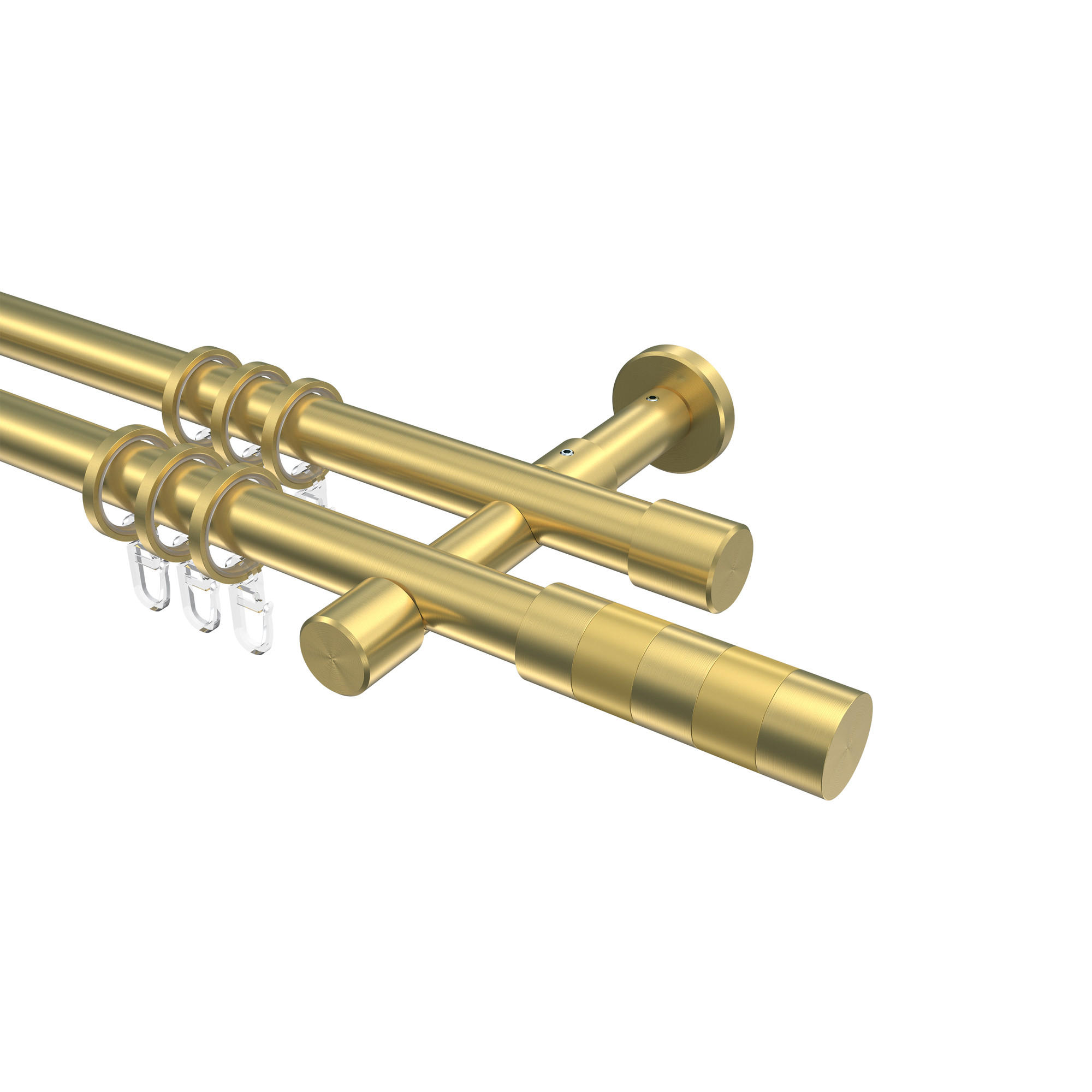 GARDINENSTANGEN-SET Prestige Mavell 100 cm, 2-läufig, 20 mm Ø Messing-Optik - Messingfarben/Goldfarben, Metall (100cm) - INTERDECO
