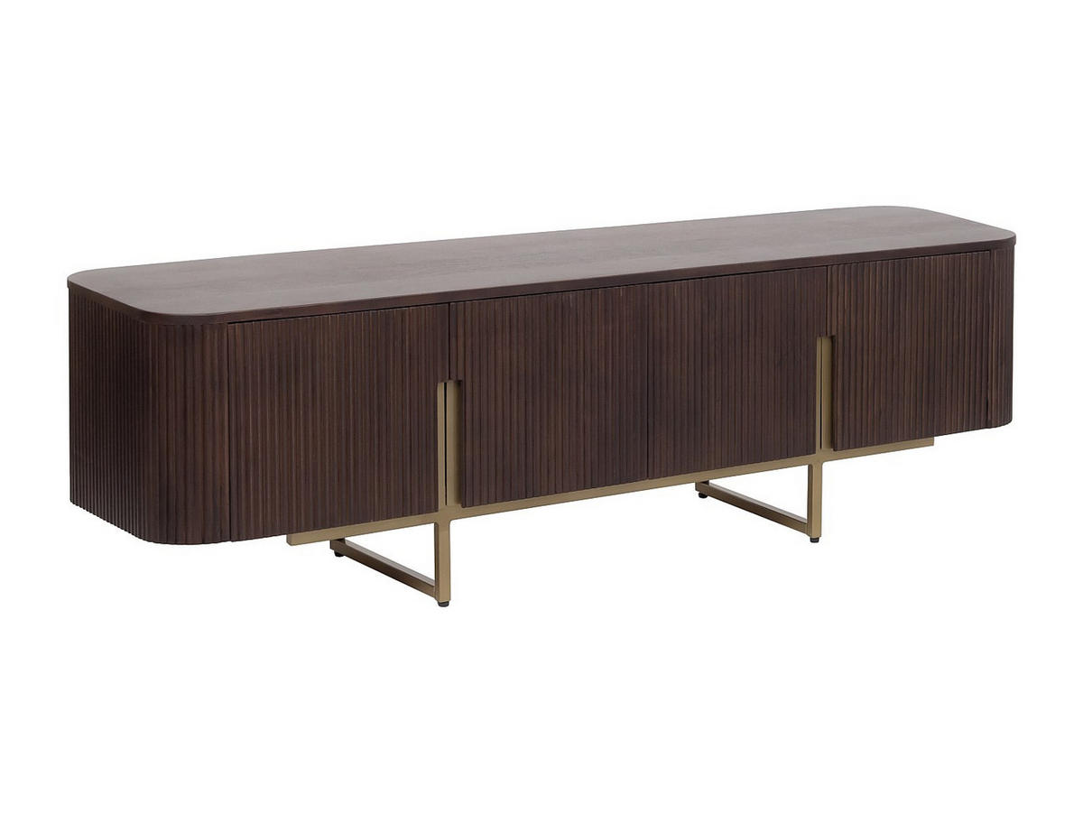 TV-BOARD - 160 cm x 42 cm - Holz, Platte, Holz, Platte - Naturfarben Dunkel, Goldfarben - DOLIYA - Goldfarben/Naturfarben, Holz (160/50/42cm) - Vente-Unique