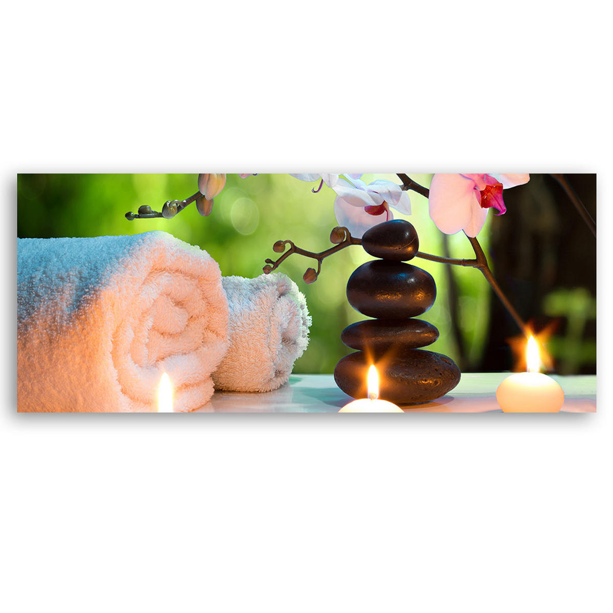 WANDBILD spa zen massage - Multicolor, Textil (90/30cm) - Feeby