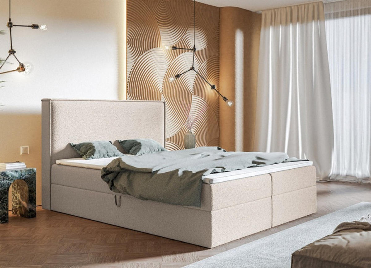 BETT Beige FOX 9 Kontinental 140x200 cm - Beige, Textil (140/200cm) - Sepro Meble