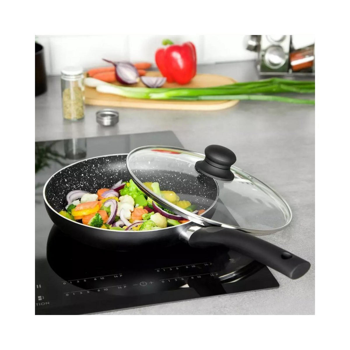 PFANNE Schwarz 46/28/5.2 cm KH3959 - Schwarz, Glas (28cm) - Kinghoff 