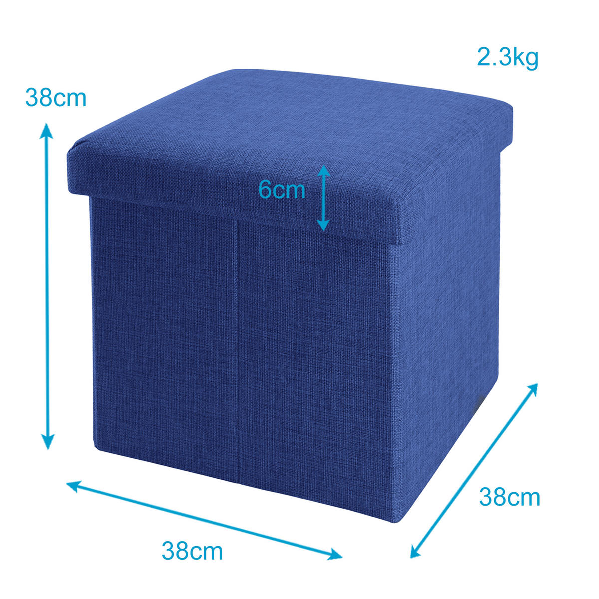 SITZBOX mit Stauraum 30/30/30 cm (Blau) - Blau, Textil (38/38/38cm) - Intirilife
