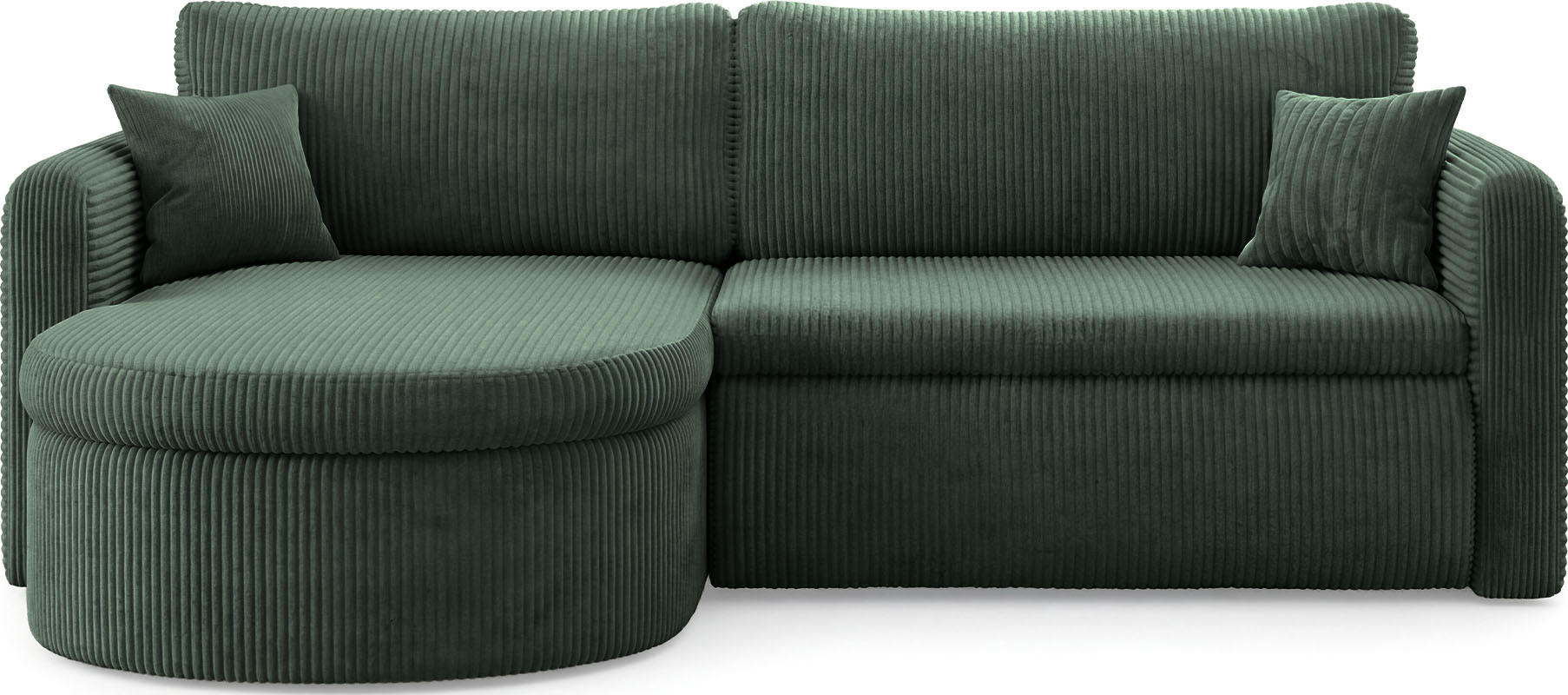 ECKSOFA Cora mit Schlaffunktion & Stauraum, Universell Rechts/Links, Dunkelgrün Cord Chenille 260/82/160 cm - Dunkelgrün/Schwarz, Kunststoff/Textil (250/160cm) - WFL GROUP