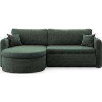 ECKSOFA Cora mit Schlaffunktion & Stauraum, Universell Rechts/Links, Dunkelgrün Cord Chenille 260/82/160 cm - Dunkelgrün/Schwarz, Kunststoff/Textil (250/160cm) - WFL GROUP