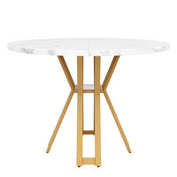 ESSTISCH Marmoroptik Weiß/Goldfarben 100/100/76 cm - Goldfarben, Holz (100/100/76cm) - PANGIVO