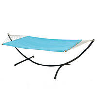 DOPPEL-HÄNGEMATTE mit Gestell bis 120kg, 200/120cm, Blau - Blau, Metall (100/90/300cm) - Amanka
