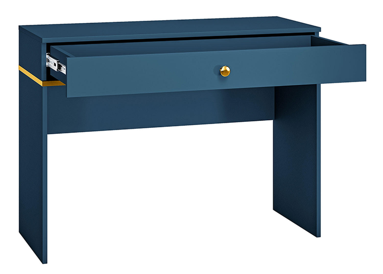 SCHMINKTISCH Marine dunkelblau / gold 100 / 40 / 79cm - Blau, Holz/Holzwerkstoff (40/100/79cm) - Feldmann-Wohnen