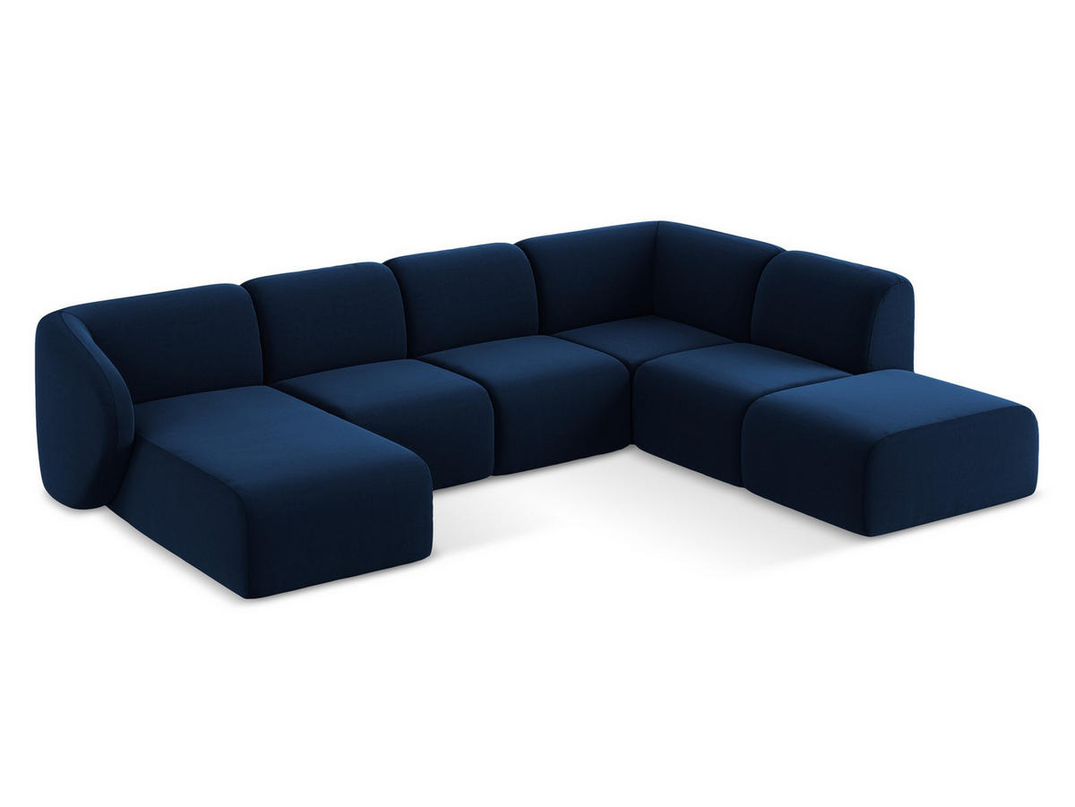 ECKSOFA Links Bouclé Stoff Beige - Sandfarben/Schwarz, Holzwerkstoff/Kunststoff (248/166cm) - Makamii