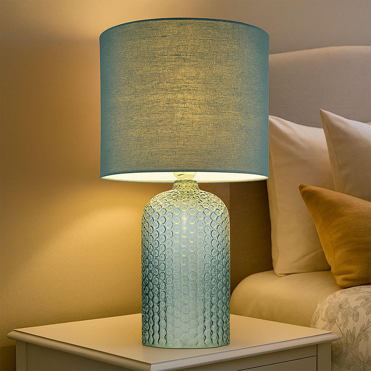 TISCHLEUCHTE Glas Textil Blassgrün - Grün, Glas (26.5/26.5/50cm) - Globo Lighting