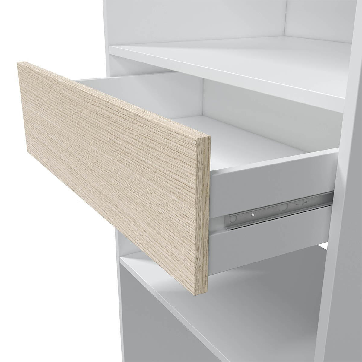 KLEIDERSCHRANK mit weißem Dekor und Eiche - H187 cm - Weiß, Holzwerkstoff (40/187/158cm) - Calicosy