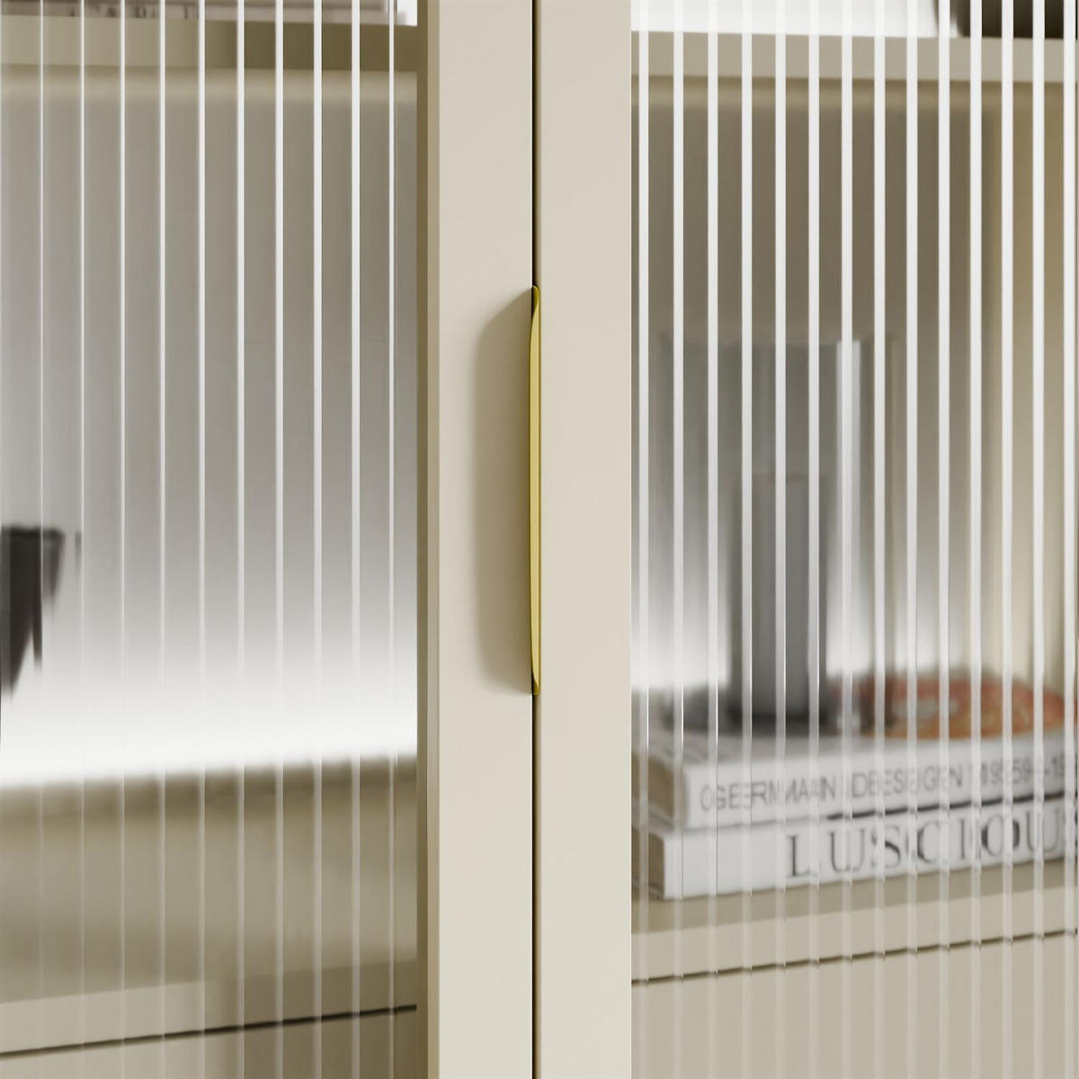 VITRINE LINEA mit LED-Beleuchtung Kaschmir - Kaschmir, Holzwerkstoff (82/195/39cm) - Lookway