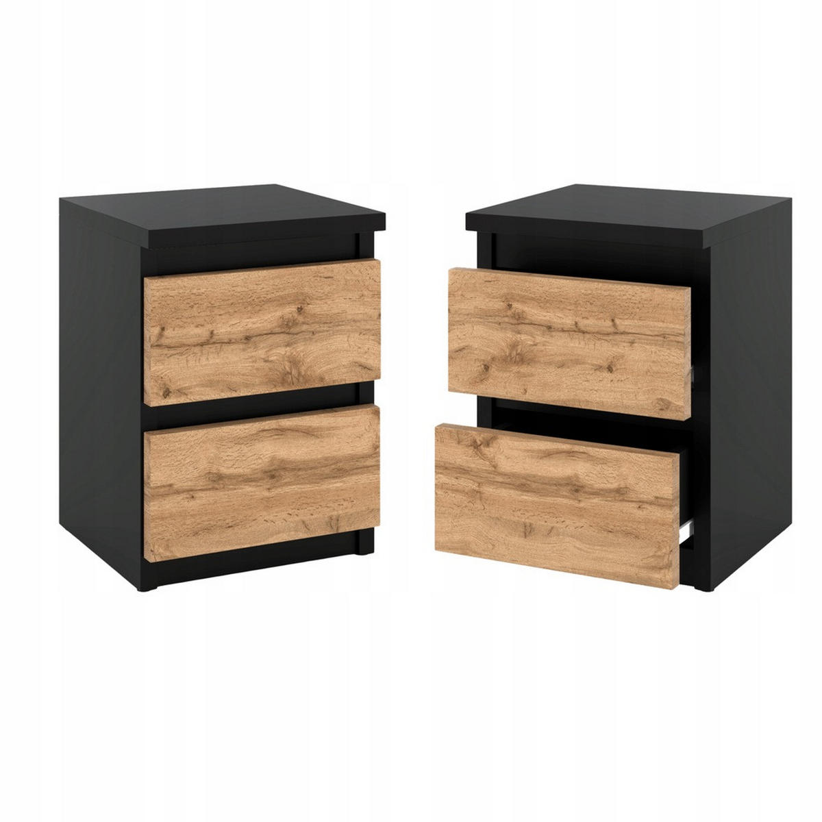 NACHTTISCH – SCHWARZ/EICHE WOTAN - Eiche Wotan/Schwarz, Holz (30/40/30cm) - Stiv Meble