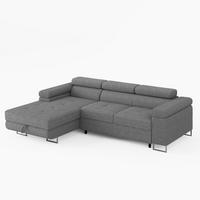 ECKSOFA VEMO MINI Links Grau Cord-Stoff Kompakter Komfort für Wohnräume - Grau, Textil (235/175cm) - Barchello