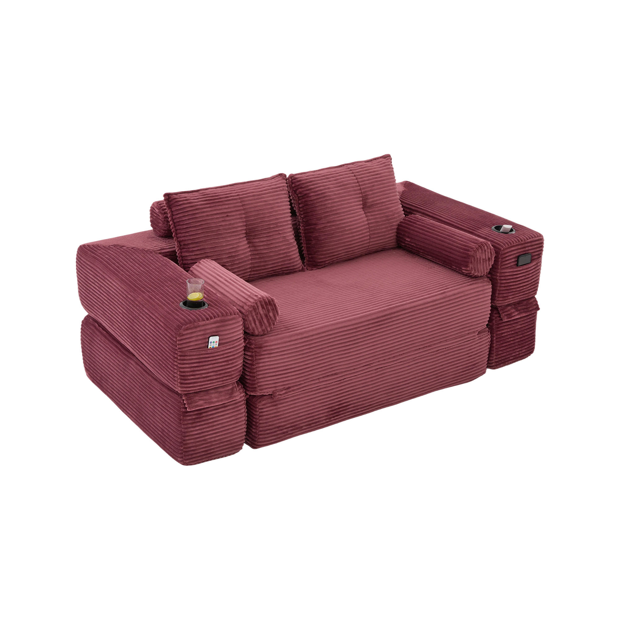 ComfortXL Schlafsofa Weinrot 180x80x98 cm