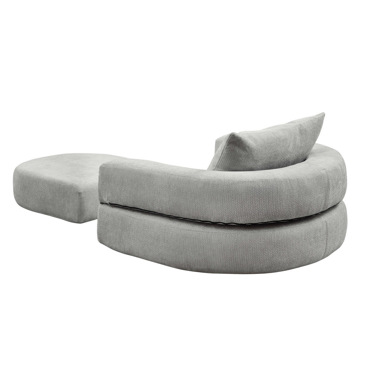 SOFA in Hellgrau aus Chenille mit weichem Komfort - Hellgrau, Textil (90/41/101cm) - Flora Grace