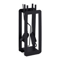 5-TLG.KAMINBESTECK-SET - Schwarz, Metall (22.5/60/16cm) - Relaxdays