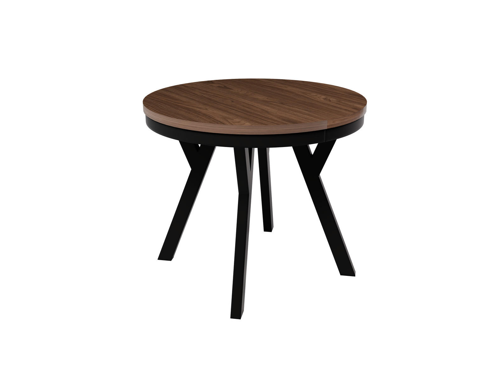 ESSTISCH ARI Rund (90-190 cm Ausziehbar Nussbaum Holzoptik Metallbeine) - Nussbaumfarben/Schwarz, Holz/Holzwerkstoff (90/90/76cm) - Ravio