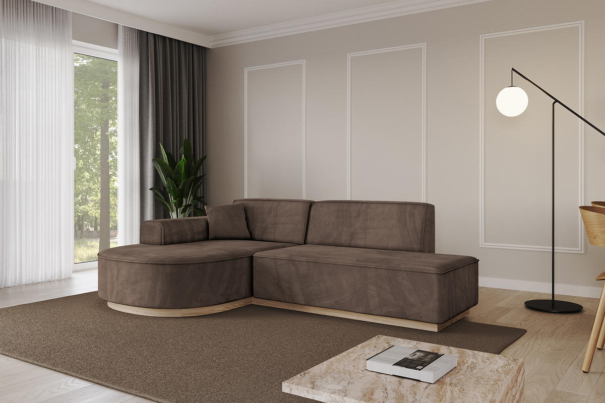 ECKSOFA Ottomane Links ARRIO-L1 - 243x171x83 cm Braun - Braun, Holzwerkstoff/Textil (243/171cm) - ALTDECOR