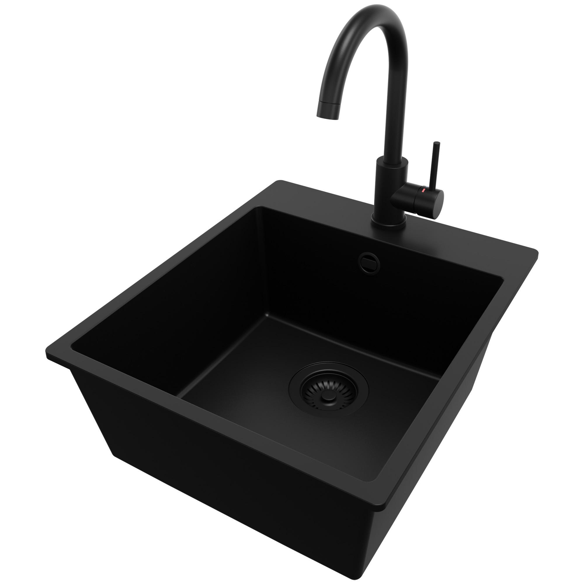 Primagran Granitspüle Schwarz, Schwarz, Schwarz 43x20x50 cm