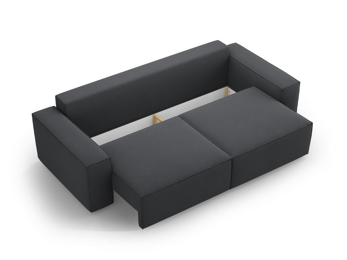 SOFA ausklappbar mit Bettkasten Jodie aus strukturiertem Stoff dunkelgrau 3 Sitzplätze - Dunkelgrau, Textil (107/86/247cm) - Micadoni
