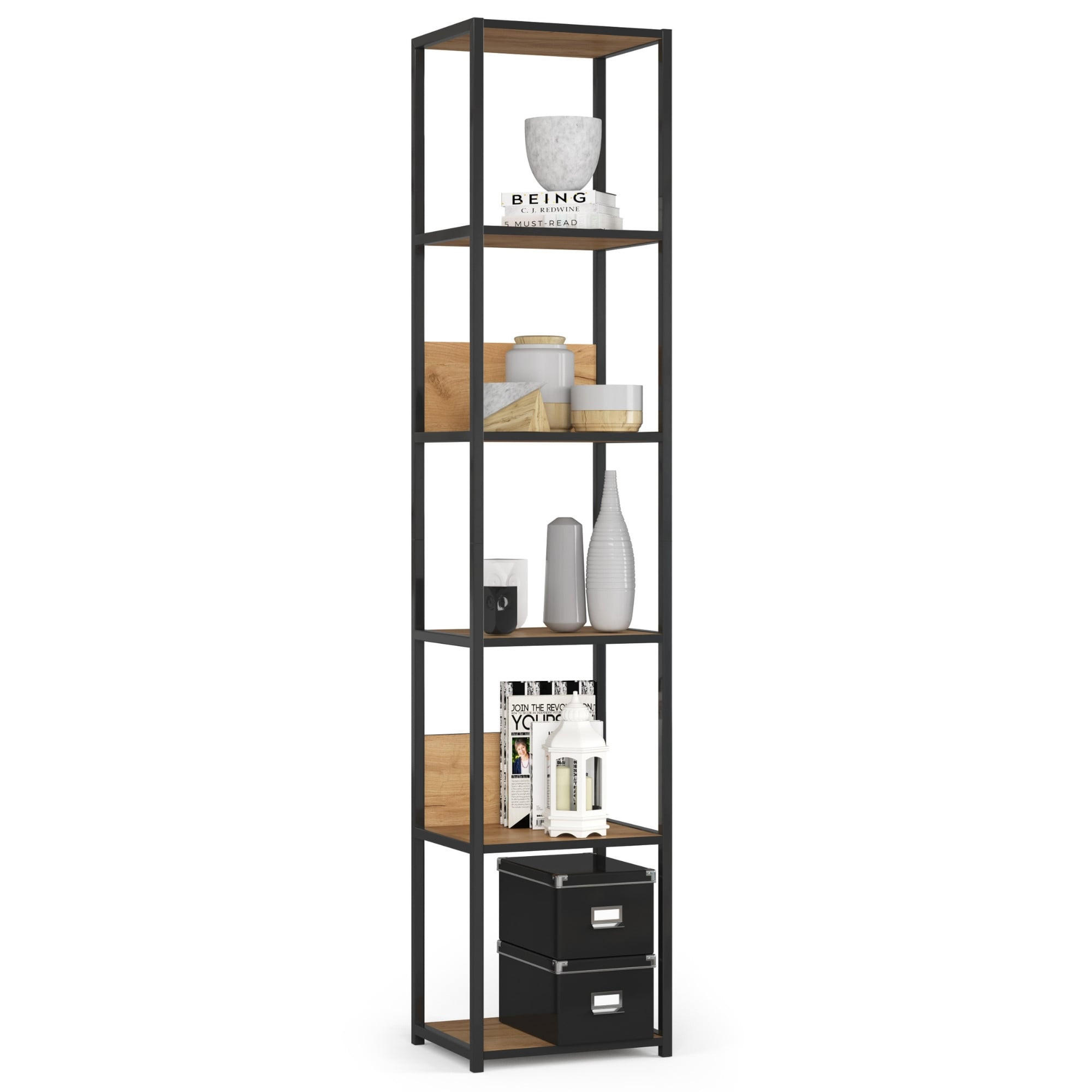 Akord Industrieregal Schwarz, Eiche 40x192x32 cm