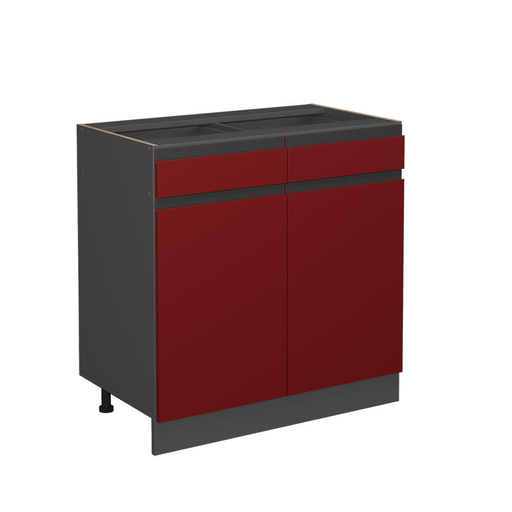 KÜCHENUNTERSCHRANK R-Line Rot 80 cm J-Shape, ohne AP - Anthrazit/Rot, Holzwerkstoff (80/81.6/46cm) - Vicco
