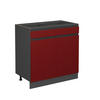 KÜCHENUNTERSCHRANK R-Line Rot 80 cm J-Shape, ohne AP - Anthrazit/Rot, Holzwerkstoff (80/81.6/46cm) - Vicco