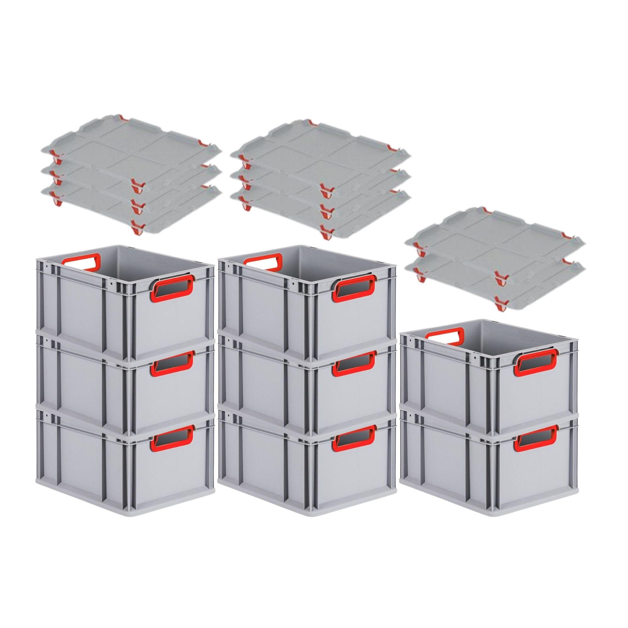 EUROBOX 8x Nextgen Color Mit Auflagedeckel 22x30x40cm Griffe Rot Offen - Rot, Kunststoff (30/22/40cm) - PROREGAL