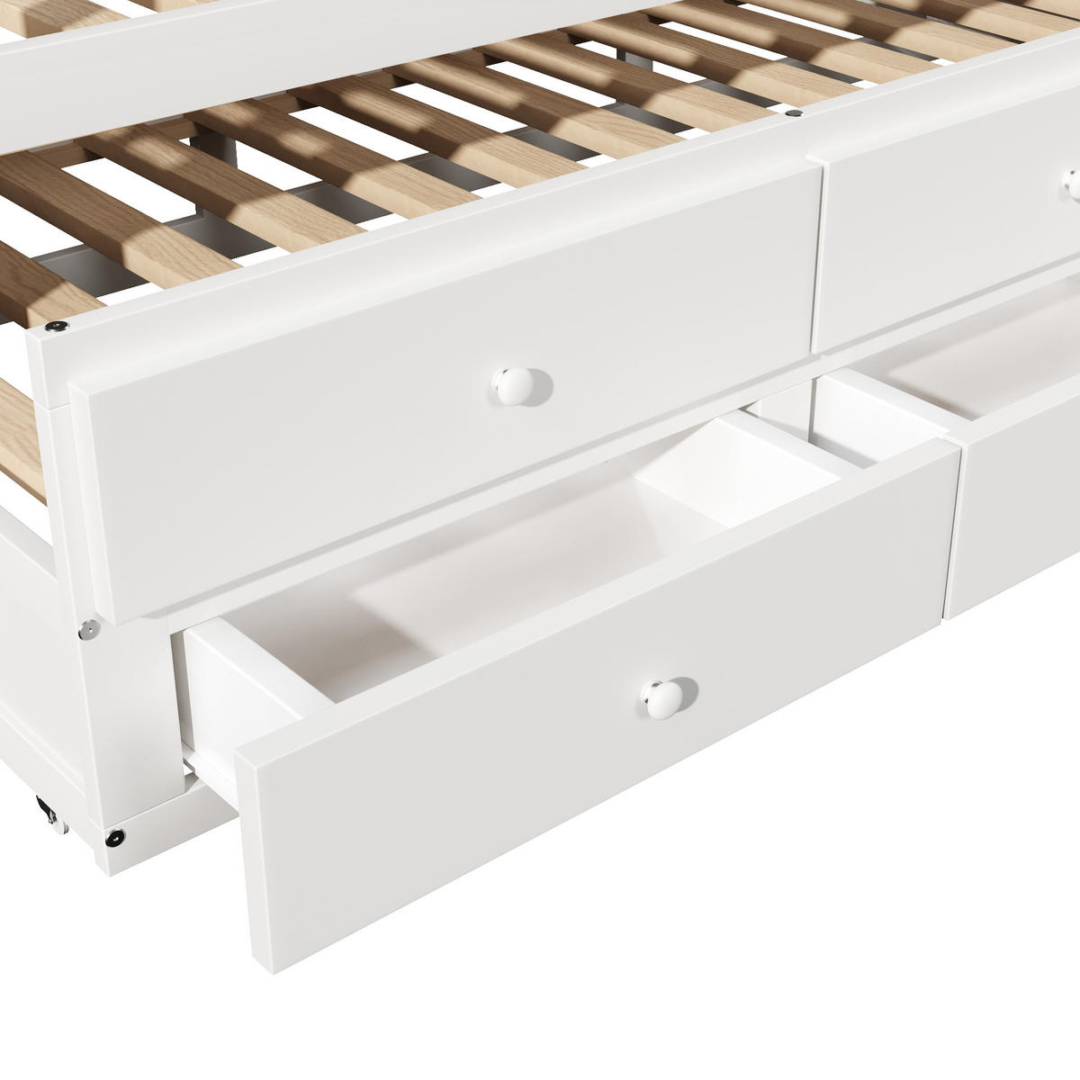 STAURAUMBETT 90/200 cm DE-04746, mit 3 Schubladen und Ausziehbett in Weiß - Weiß, Holz/Holzwerkstoff (90/200cm) - ComfortXL