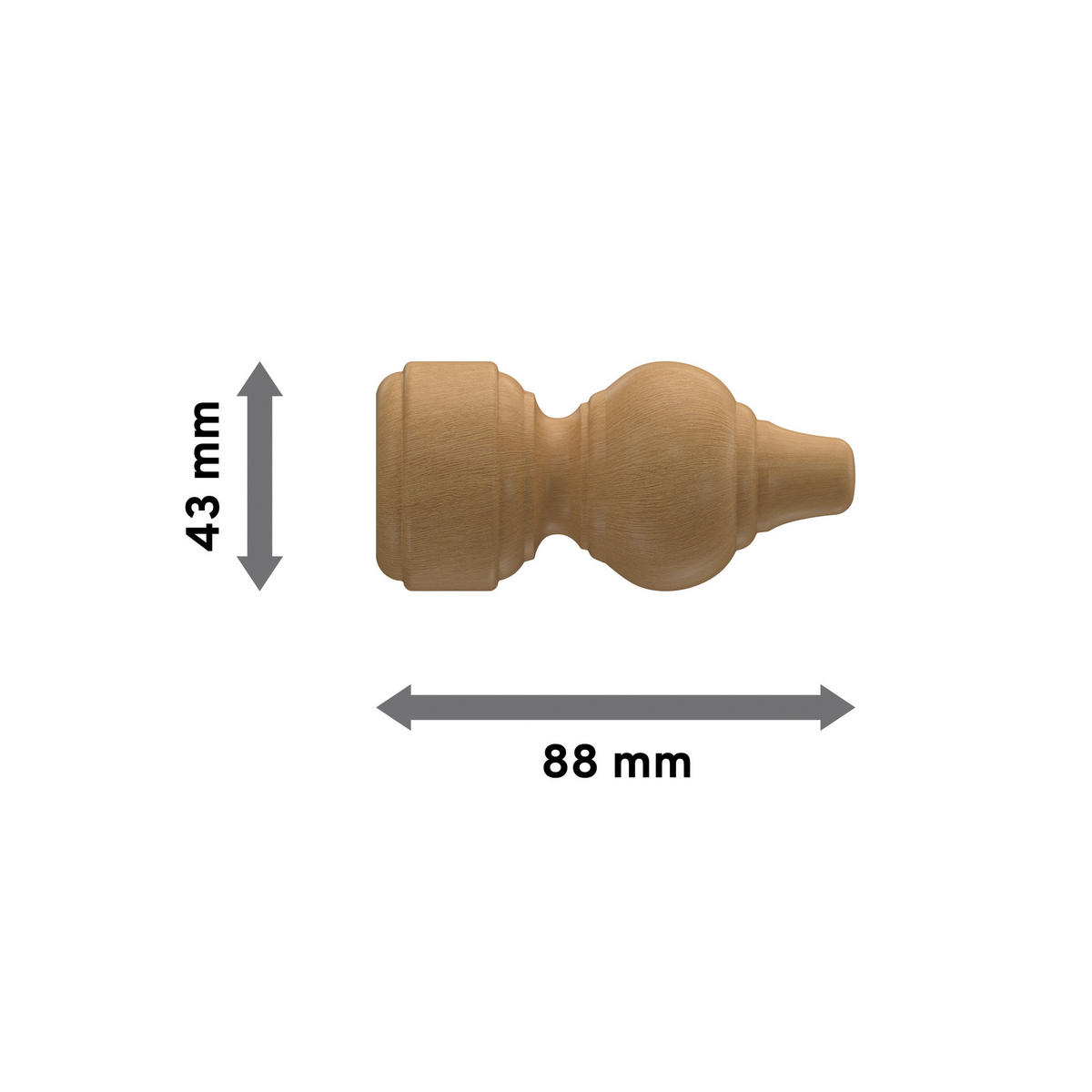 ENDSTÜCKE FÜR GARDINENSTANGEN 28 mm Ø, Rondo Buche, Packung 2 Stück - Buchefarben, Holz (8/4/4cm) - INTERDECO