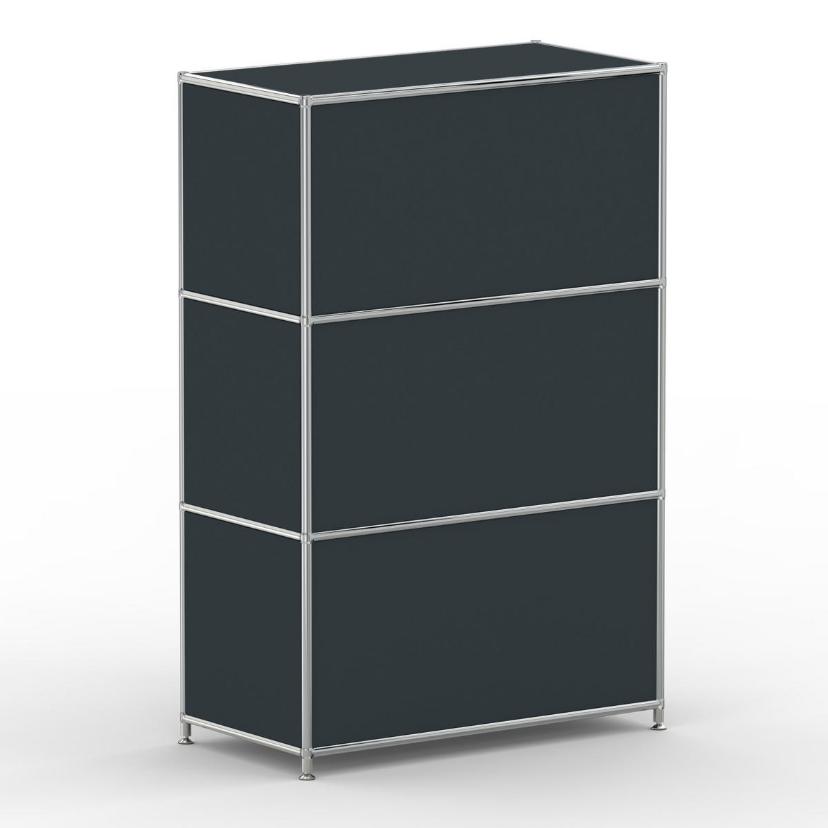 AKTENSCHRANK Büro, 3 offene Fächer, Breite 77 cm, Anthrazitgrau - Chromfarben/Grau, Metall (40/118/77.2cm) - Versee