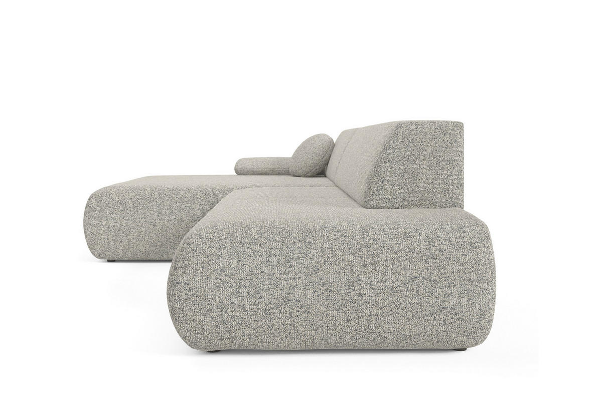 ECKSOFA DELTA L-S Grau Geflochtener Stoff mit Schlaffunktion - Grau, Holz (286/173.5cm) - MASSENO