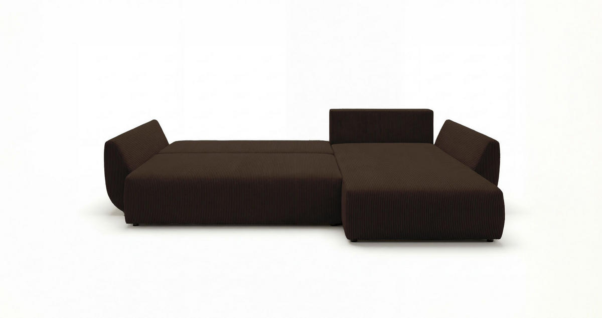 ECKSOFA SYDNEY rechts braun Cord Poso 6 - Schlaffunktion, Bettkasten - Braun, Textil (280/175cm) - Cornero