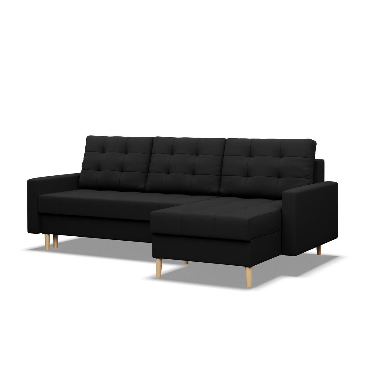 ECKSOFA MIT SCHLAFFUNKTION ELMA, Schwarz - Schwarz, Textil (223/140cm)