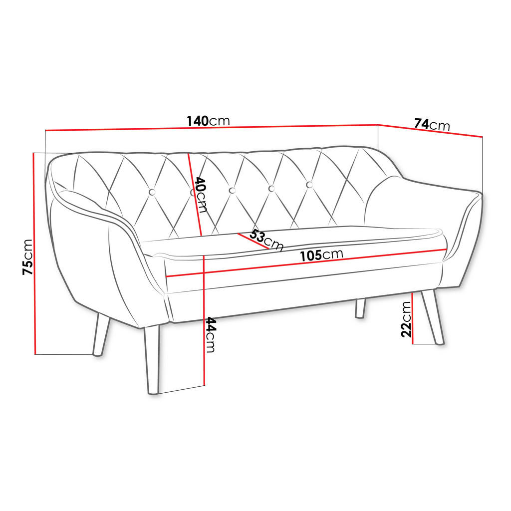 Thumbnail - Mirjan24 Sofa, Smaragdgrün, Textil, Kiefer, 2-Sitzer, Rechteckig, 140x75x74 cm, Wohnzimmer, Sofas & Couches, Sofas