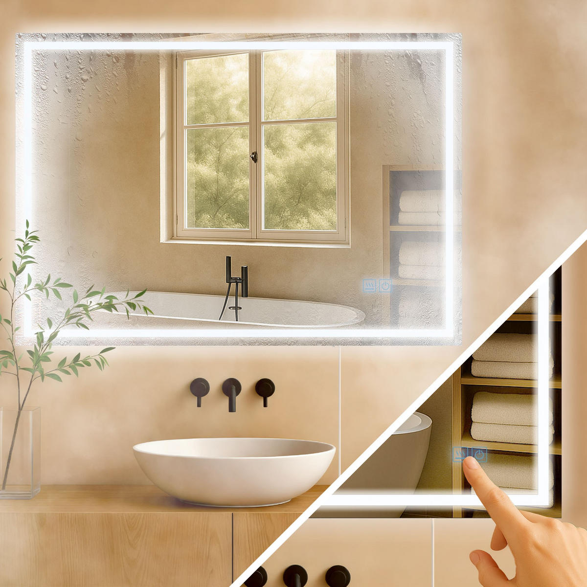 BADSPIEGEL Graz 70x100 ohne Bluetooth 100x3,5x70cm Glas Klarglas Badezimmerspiegel - Klar, Glas (100/70/3.5cm) - DELUKE