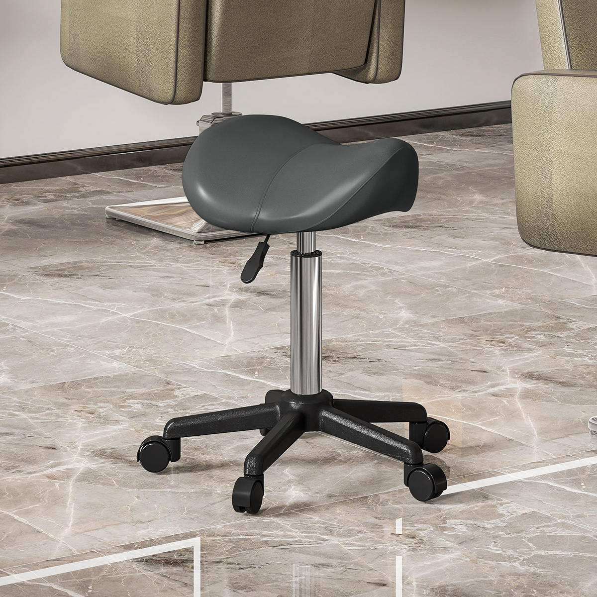 BÜROHOCKER DE-18025 höhenverstellbar 45-57 cm, ergonomisch Grau - Grau, Metall (47/57/48cm) - ComfortXL