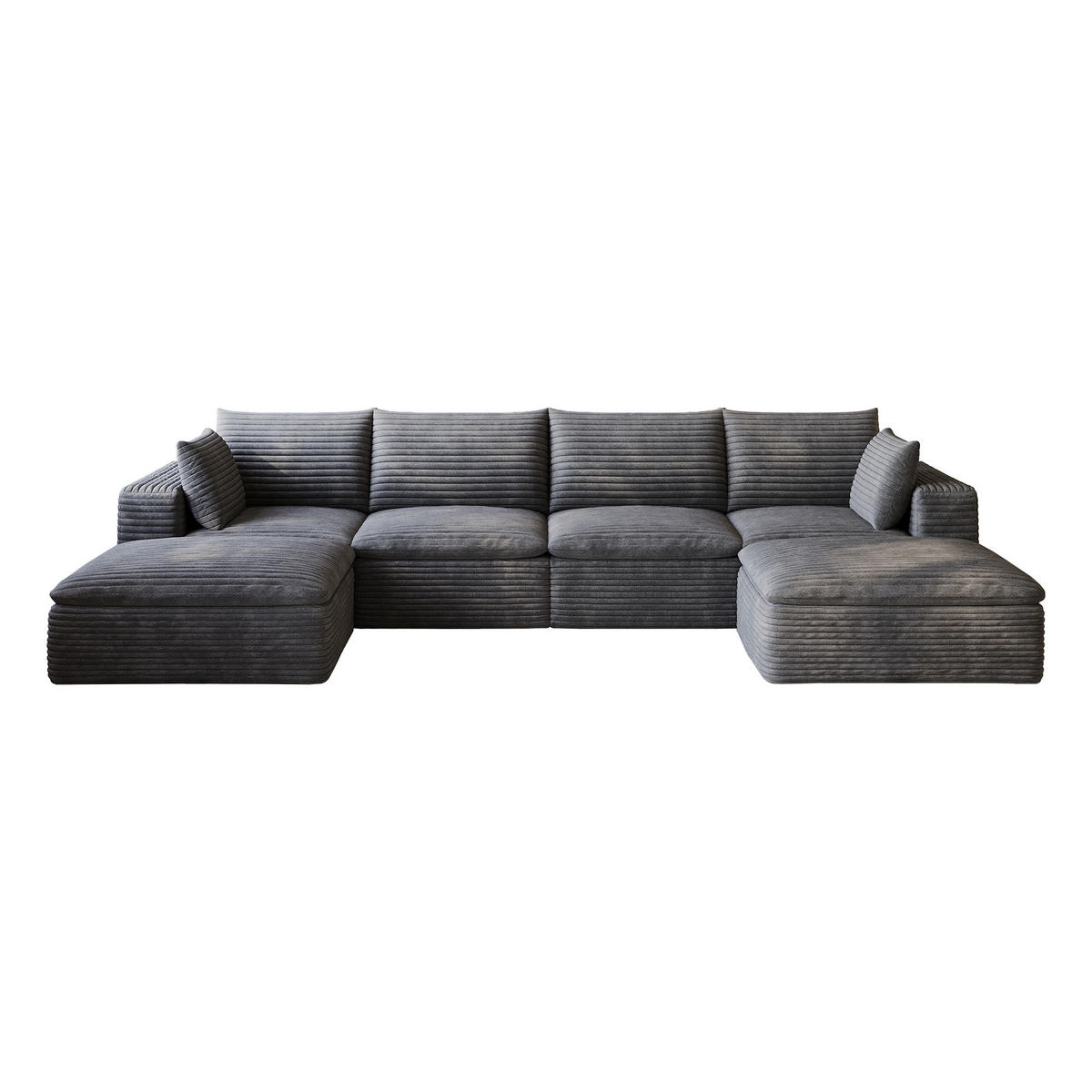 WOHNLANDSCHAFT DE-34773 4-Sitzer mit abnehmbare Polsterung Dunkelgrau - Dunkelgrau, Textil (160/60/340cm) - ComfortXL