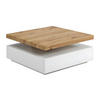 COUCHTISCH drehbar - 1 Schublade - MDF - Weiß & Holzfarben - KYRIA - Weiß, Holz (80/80/36cm) - Vente-Unique