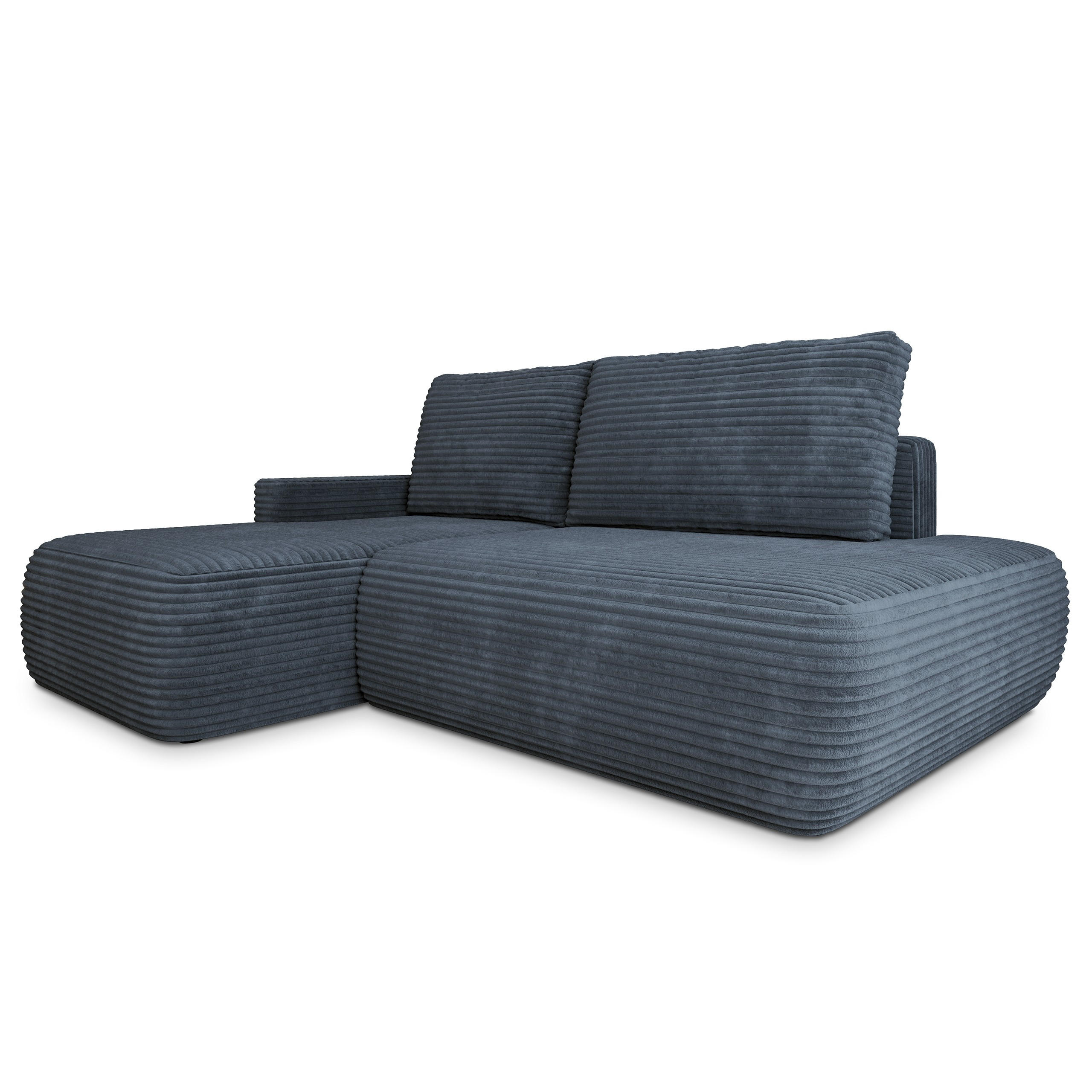 ECKSOFA AVINI T L-S Grau Kordstoff mit Schlaffunktion - Grau, Holzwerkstoff/Textil (277/160cm) - MASSENO
