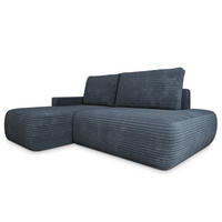 ECKSOFA AVINI T L-S Grau Kordstoff mit Schlaffunktion - Grau, Holzwerkstoff/Textil (277/160cm) - MASSENO