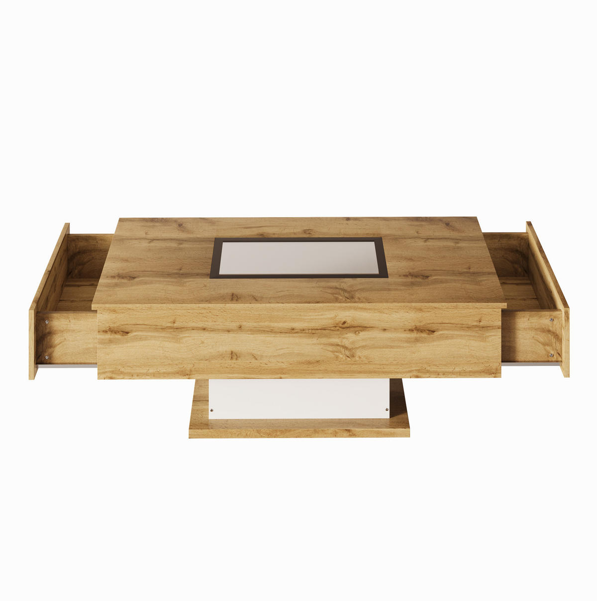 COUCHTISCH 110,2/60/39,7 cm mit LED-Beleuchtung und 2 Schubladen - Naturfarben, Holzwerkstoff (110.2/60/39.7cm) - Flora Grace