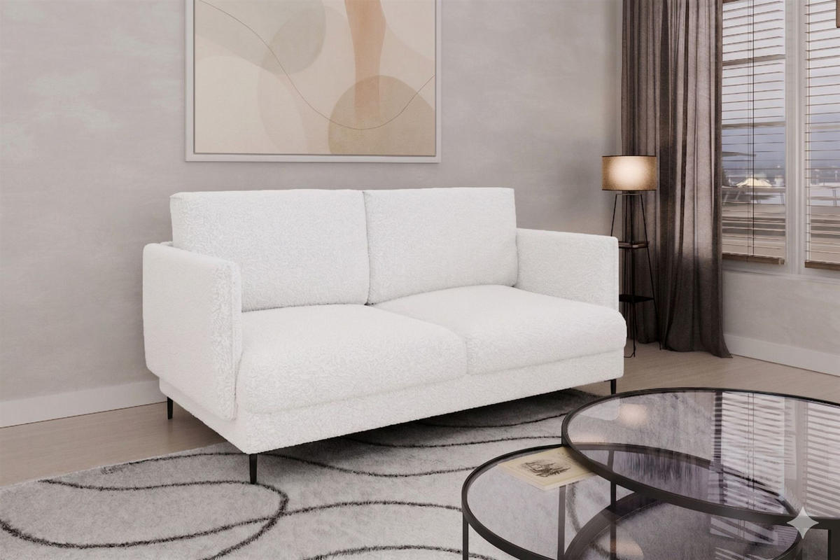 SOFASET Helmer 3-2-1 In Stoff Baloo - Weiß, Holzwerkstoff/Textil (226/95/95cm) - Fun Möbel