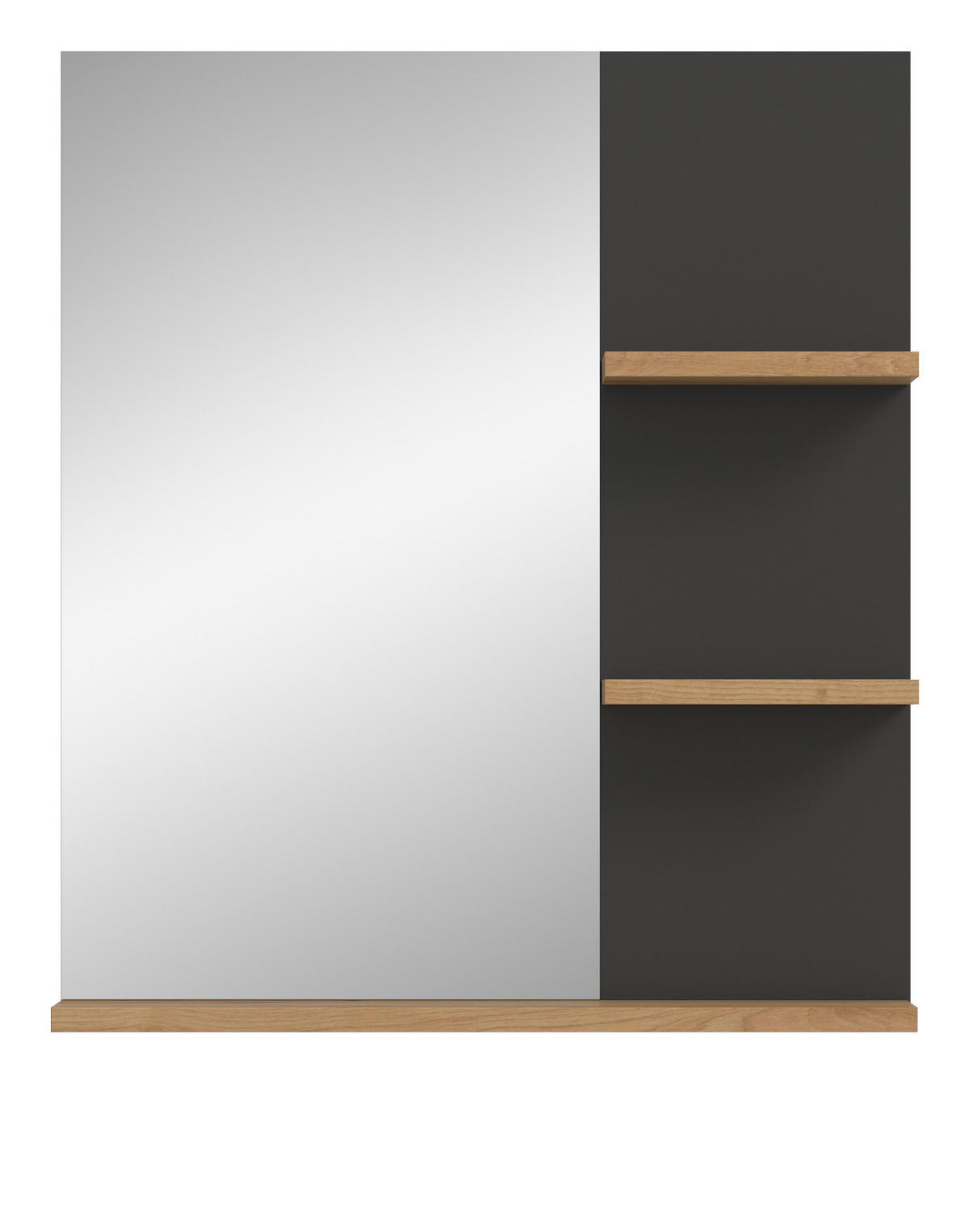 BADSPIEGEL Eiche, grau 63 cm, Wandspiegel mit Ablagen - Eiche Artisan/Grau, Glas/Holzwerkstoff (63/73/16cm) - Inn.Furn