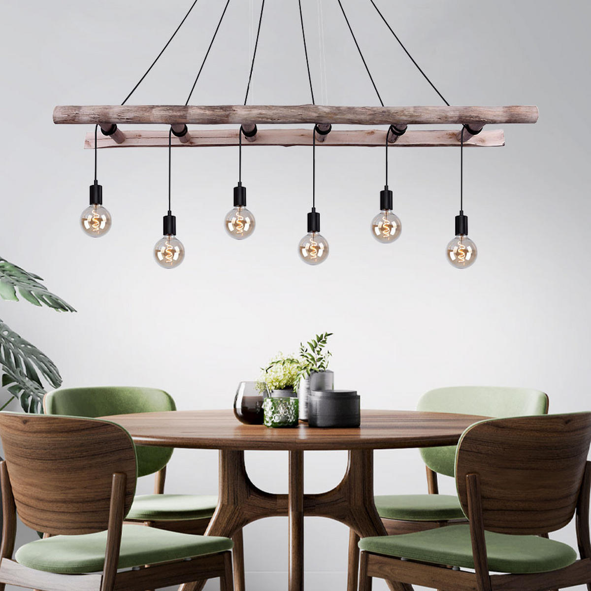 LED HÄNGELEUCHTE IRMGARD Schwarz Holz - Schwarz, Holz (160/30/192cm)