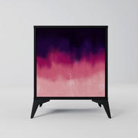 SIDEBOARD AURORA BOREALIS, Schwarz, 57,5x42x70,5 cm, Schwarze Metall-Sternfüße - Multicolor/Schwarz, Holzwerkstoff/Metall (57.5/70.5/42cm) - SpaceRebels