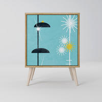 SIDEBOARD PATHS TO HAPPINESS, Eichefarben, 57,5x42x77,5 cm, Schräge Buchenholzfüße - Eichefarben/Buchefarben, Holzwerkstoff/Buchenholz (57.5/77.5/42cm) - SpaceRebels