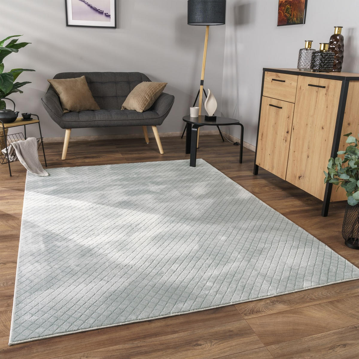 KURZFLORTEPPICH 60/100 cm Rotterdam 591 - Grau, Kunststoff (60/100cm) - Paco Home