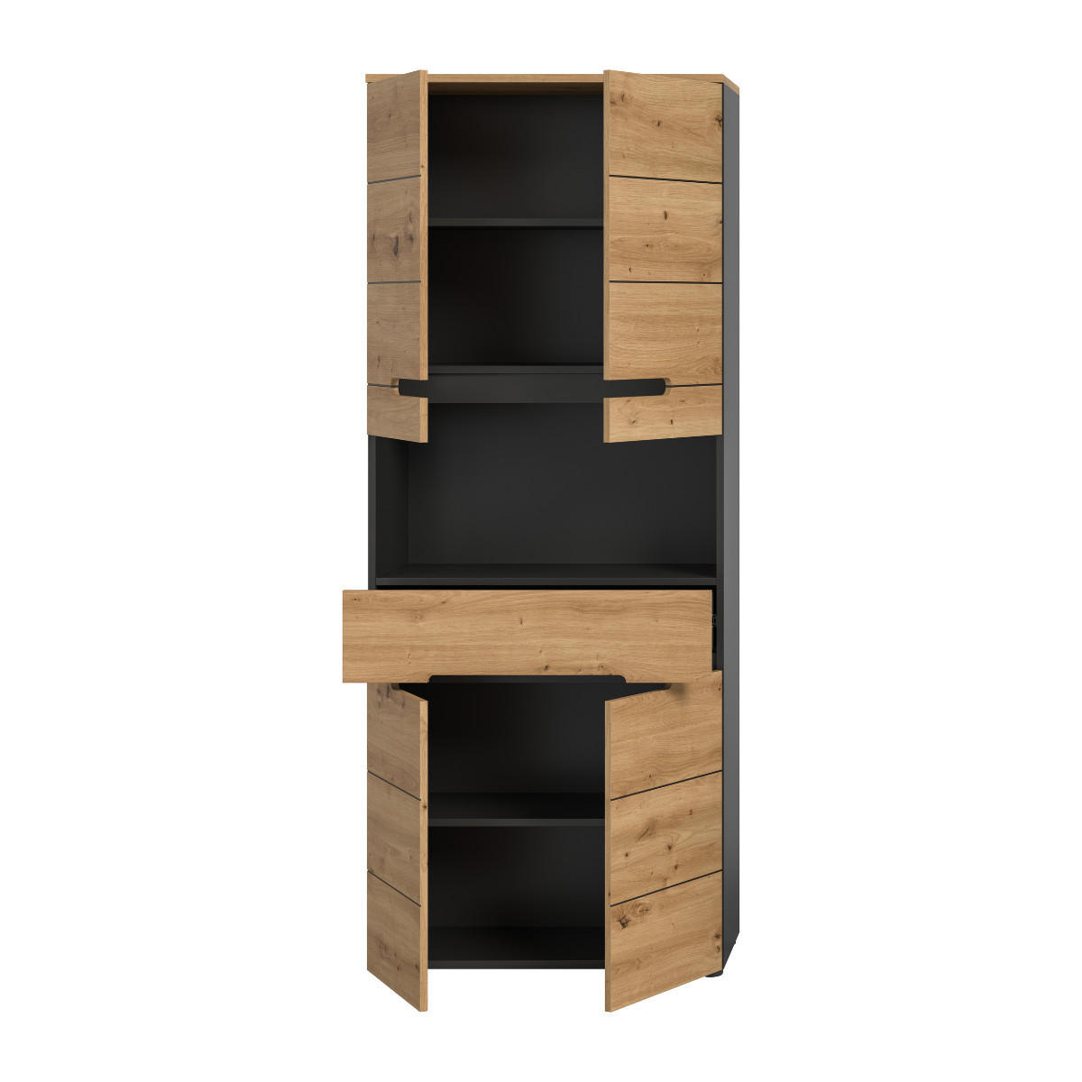 DOPPELSCHRANK für das Badezimmer, 4 Türen, 1 Schublade 34/193/76 cm - Eschefarben, Holzwerkstoff (34/193/43.5cm) - Calicosy